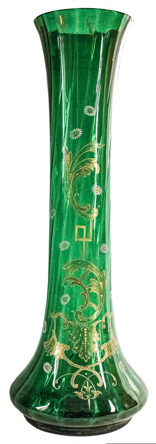 JARRÓN DE CRISTAL ESMALTADO DE PRINCIPIOS DEL S.XX