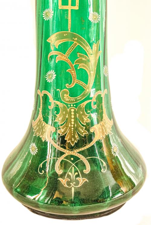 JARRÓN DE CRISTAL ESMALTADO DE PRINCIPIOS DEL S.XX