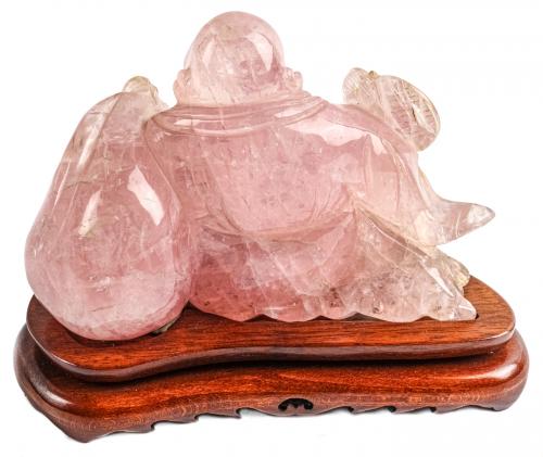 FIGURA ORIENTAL EN CUARZO ROSA DEL ÚLTIMO CUARTO DEL S.XX