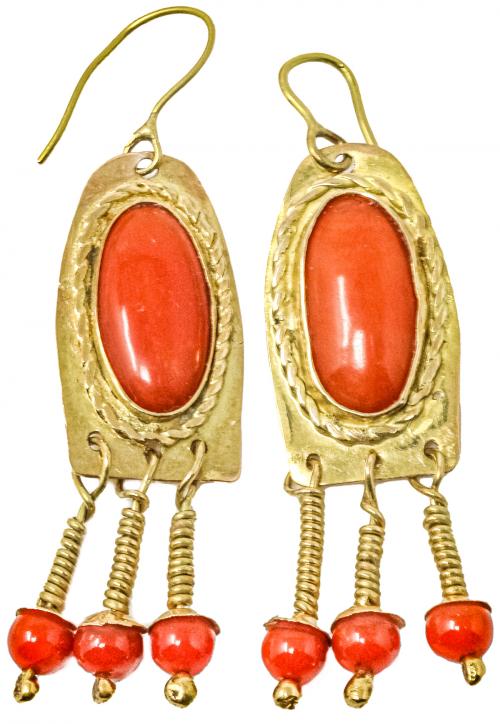 PENDIENTES ITALIANOS DE ORO Y CORAL DE PPS. DEL S.XX