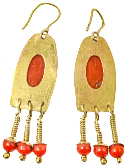PENDIENTES ITALIANOS DE ORO Y CORAL DE PPS. DEL S.XX