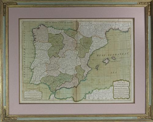 MAPA DE ESPAÑA Y PORTUGAL DEL S.XIX