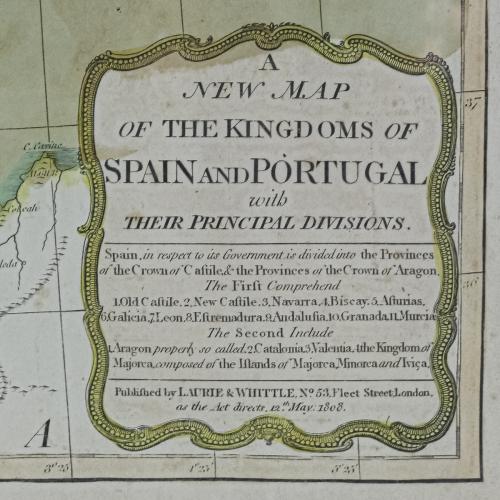 MAPA DE ESPAÑA Y PORTUGAL DEL S.XIX