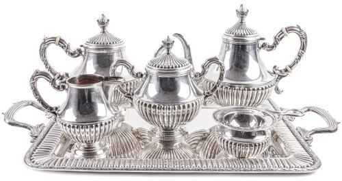 JUEGO DE CAFÉ DE PLATA DE MEDIADOS DE SIGLO XX