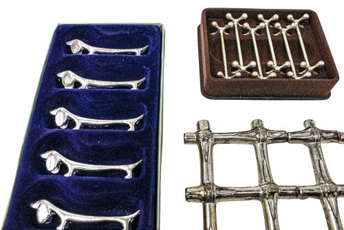 SALVAMENTELES Y APOYA CUBIERTOS DE METAL PLATEADO