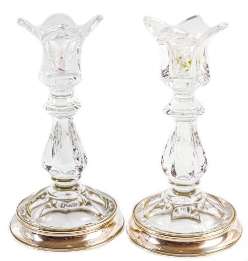 DOS FLOREROS Y DOS PALMATORIAS DE CRISTAL SEGUNDA MITAD S.XX