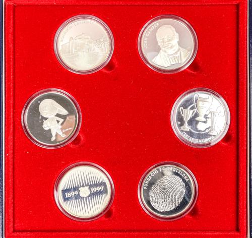 COLECCIÓN DE SIETE MEDALLAS CONMEMORATIVAS DEL F.C. BARCELON