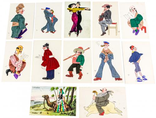 12 POSTALES CON TELAS DE COLORES