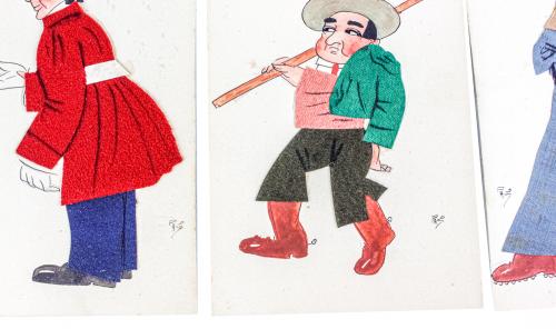 12 POSTALES CON TELAS DE COLORES