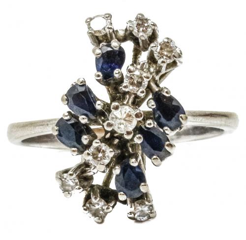 ANILLO ROSETÓN CON ZAFIROS Y BRILLANTES