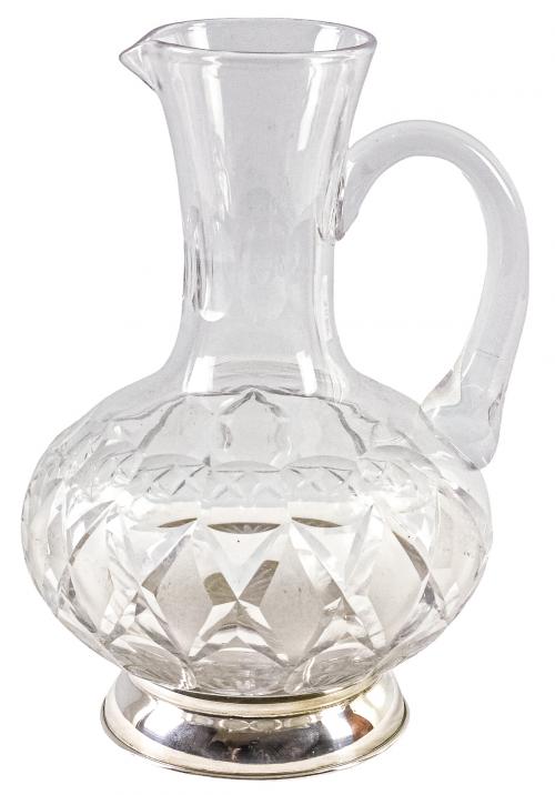 JARRA EN CRISTAL Y PLATA DE MEDIADOS DEL S.XX