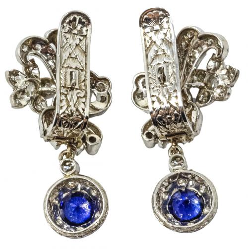 PENDIENTES CON DIAMANTES Y ZAFIROS AÑOS 50