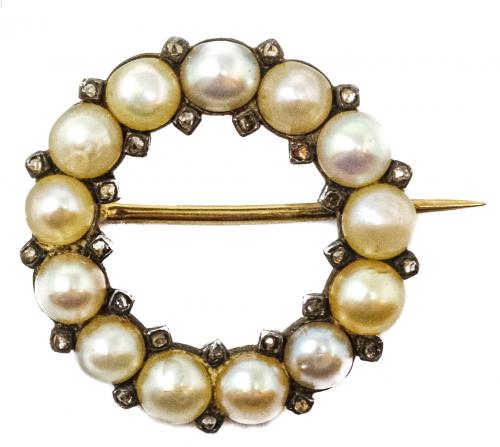 BROCHE CORONA DE FLES. DEL S.XIX