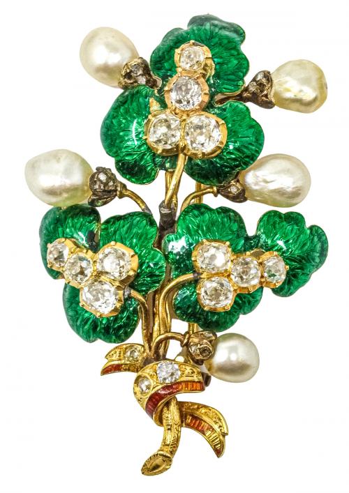 BROCHE CON ESMALTE DE MEDIADOS DEL S.XIX