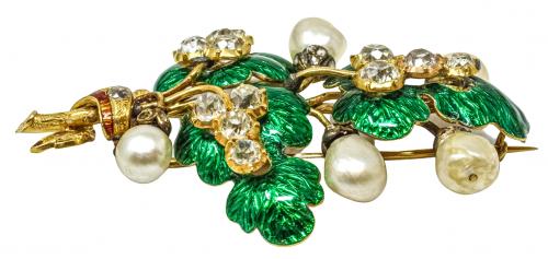 BROCHE CON ESMALTE DE MEDIADOS DEL S.XIX
