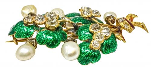 BROCHE CON ESMALTE DE MEDIADOS DEL S.XIX
