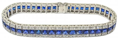 PULSERA ART DECO CON ZAFIROS Y BRILLANTES, 1920