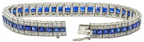 PULSERA ART DECO CON ZAFIROS Y BRILLANTES, 1920