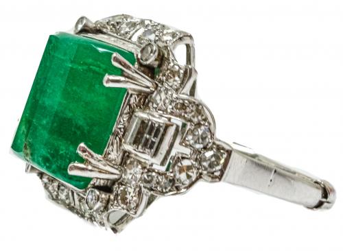 SORTIJA ART DECO CON ESMERALDA Y DIAMANTES