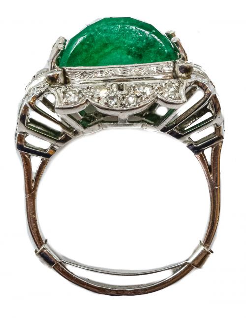 SORTIJA ART DECO CON ESMERALDA Y DIAMANTES