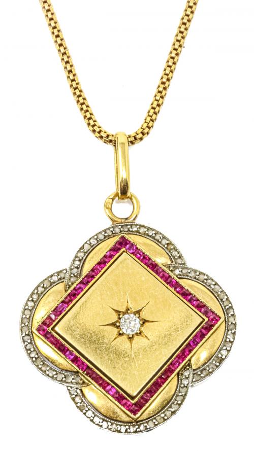 COLGANTE CON DIAMANTES DE PPS. DEL S.XX