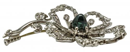 BROCHE FLOR CON DIAMANTES AÑOS 60