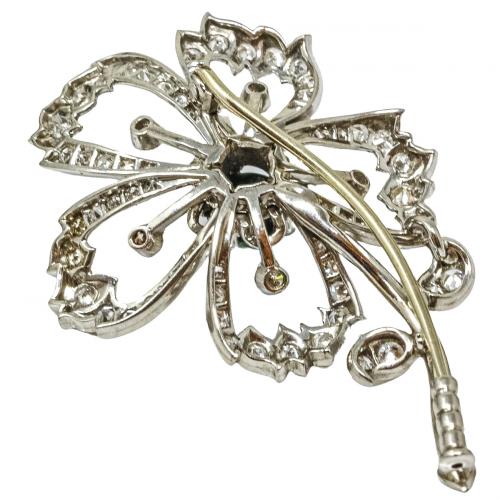 BROCHE FLOR CON DIAMANTES AÑOS 60