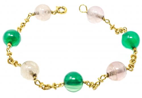 PULSERA CON CUARZO ROSA Y CRISOPASA