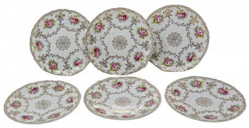 SEIS PLATOS EN PORCELANA ALEMANA DE PRINCIPIOS DEL S.XX