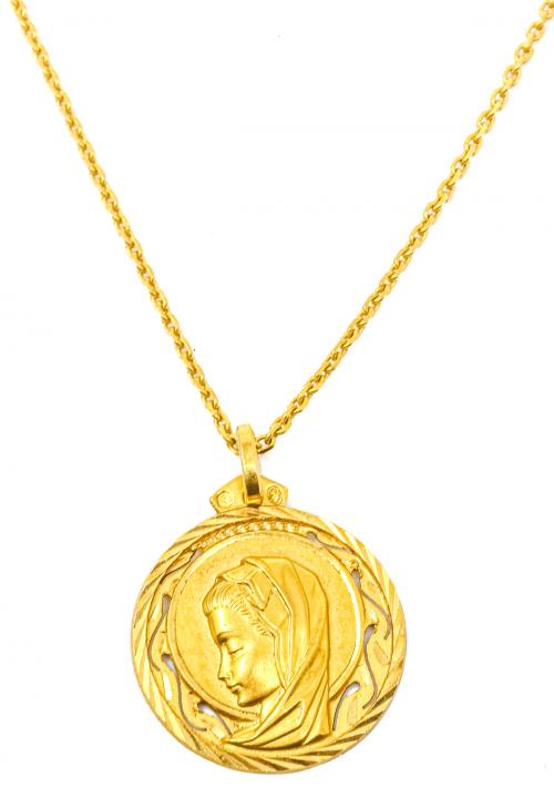 CADENA CON MEDALLA DE MEDIADOS S.XX