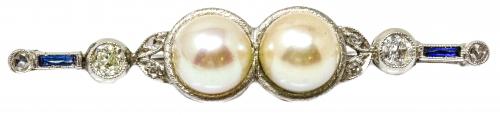 BROCHE ART DECO CON PERLAS Y DIAMANTES