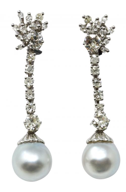 PENDIENTES DE PERLAS Y BRILLANTES AÑOS 60
