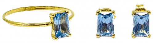 ANILLO Y PENDIENTES CON TOPACIO AZUL