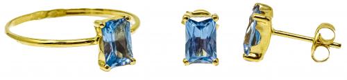ANILLO Y PENDIENTES CON TOPACIO AZUL