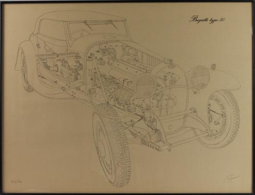 LITOGRAFIA BUGATTI TYPE 50