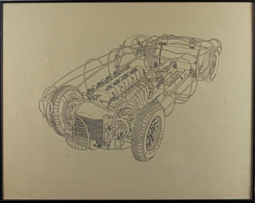 LITOGRAFIA ENMARCADA DE UN  ALFA ROMEO