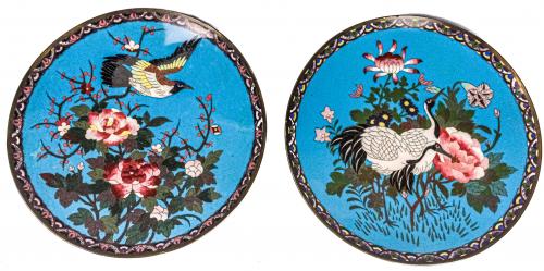 PAREJA DE PLATOS JAPONESES EN ESMALTE DE FINALES DEL S.XIX