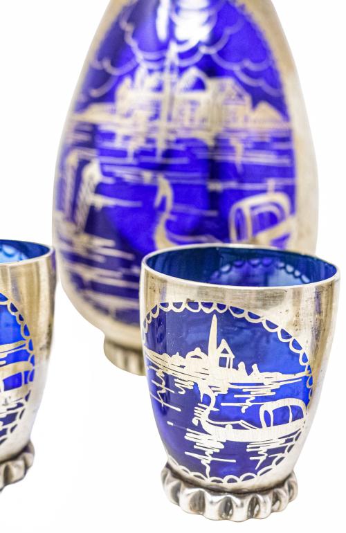 CONJUNTO LICORERO DE CRISTAL DE MURANO