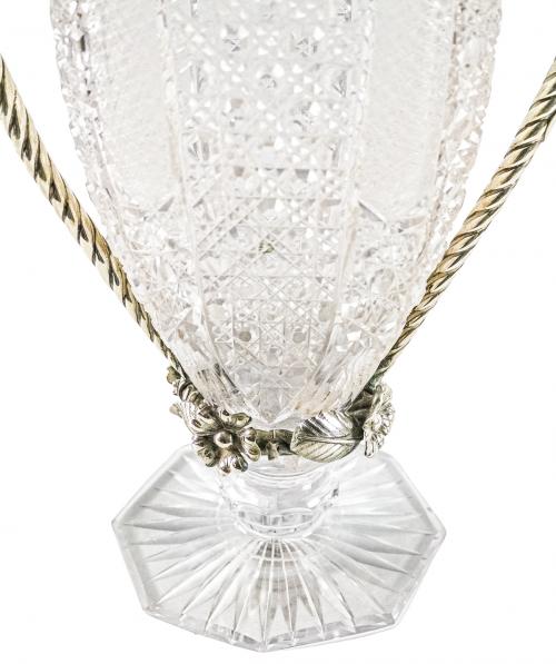 GRAN JARRÓN DE CRISTAL Y PLATA DE LOS AÑOS 60