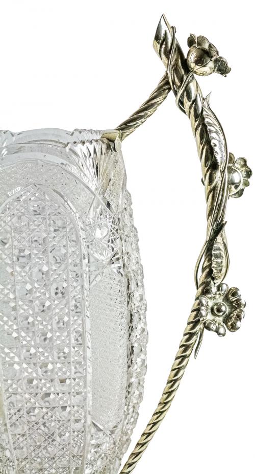 GRAN JARRÓN DE CRISTAL Y PLATA DE LOS AÑOS 60