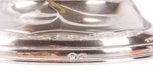 CENTRO DE MESA EN CRISTAL Y PLATA DE MEDIADOS DEL S.XX
