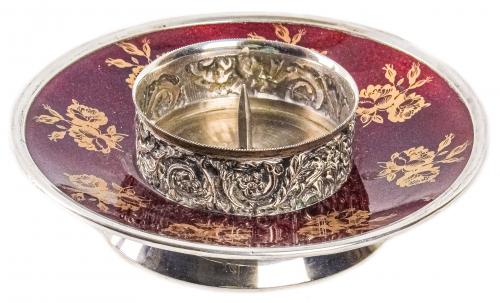 CANDELERO DE PLATA Y ESMALTE