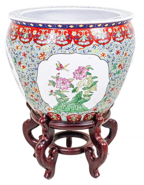JARDINERA PORCELANA CHINA CON PEANA