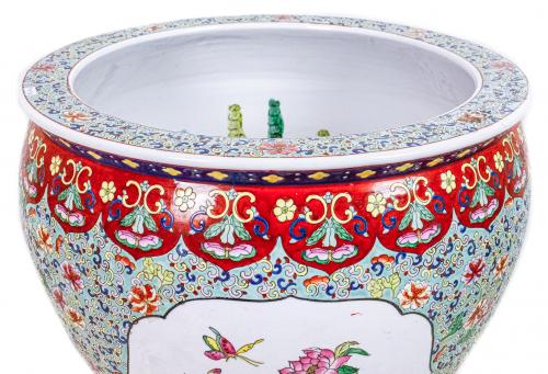 JARDINERA PORCELANA CHINA CON PEANA