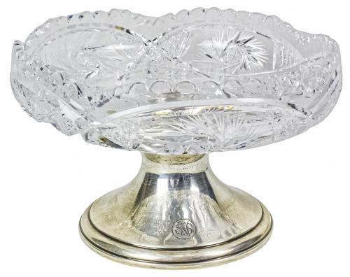 CENTRO DE MESA EN CRISTAL Y PLATA PRIMER TERCIO DEL S.XX