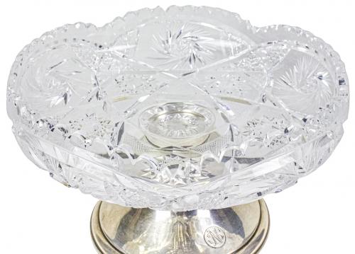 CENTRO DE MESA EN CRISTAL Y PLATA PRIMER TERCIO DEL S.XX