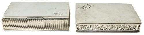 DOS CAJAS TABAQUERAS EN PLATA DE MEDIADOS DEL S.XX