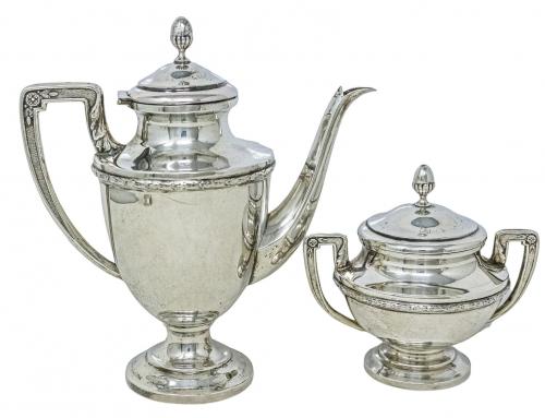 CAFETERA Y AZUCARERO DE PLATA