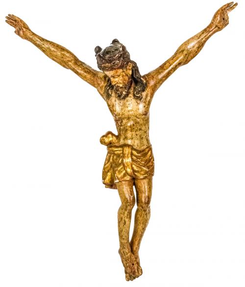 CRISTO DE MADERA TALLADA Y POLICROMADA DEL SIGLO XIX