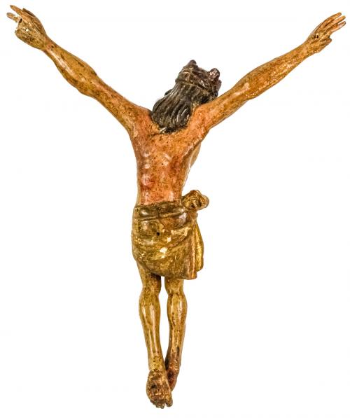 CRISTO DE MADERA TALLADA Y POLICROMADA DEL SIGLO XIX